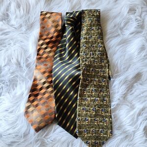 Elegant Men's Tie Set - Orange, Green, Gold